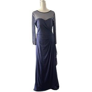 ALEX EVENINGS Women’s Dress 3/4 Sleeve Sweetheart Neckline Maxi Formal Sheath 10